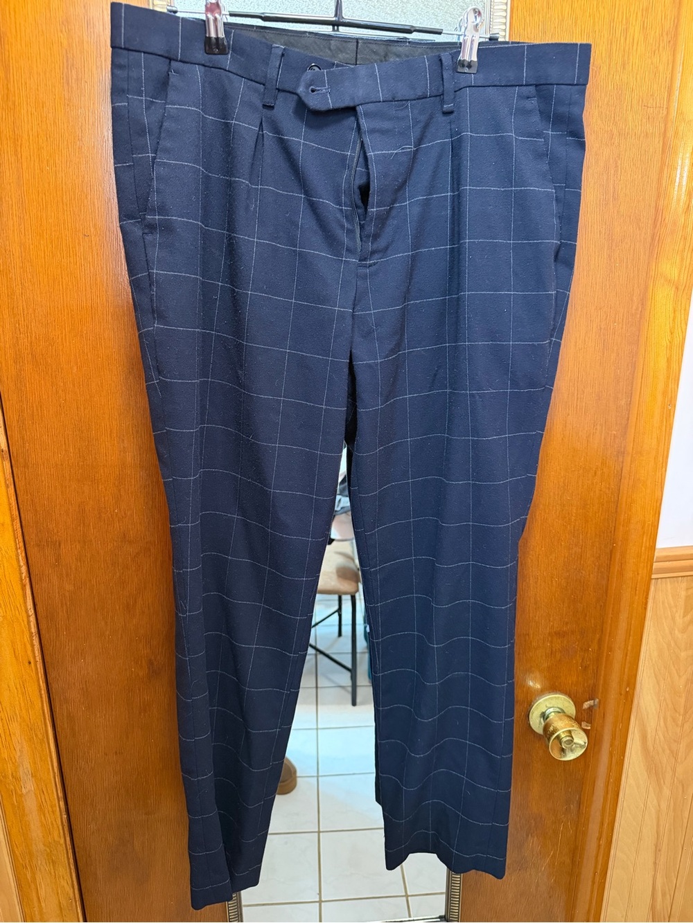 Express Men's Navy Windowpane Dress Pants